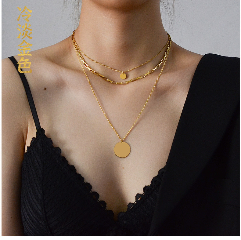 PVD Coated Real Gold Plated Geometric Titanium Steel Fashion Waterproof Non Tarnish Necklace
