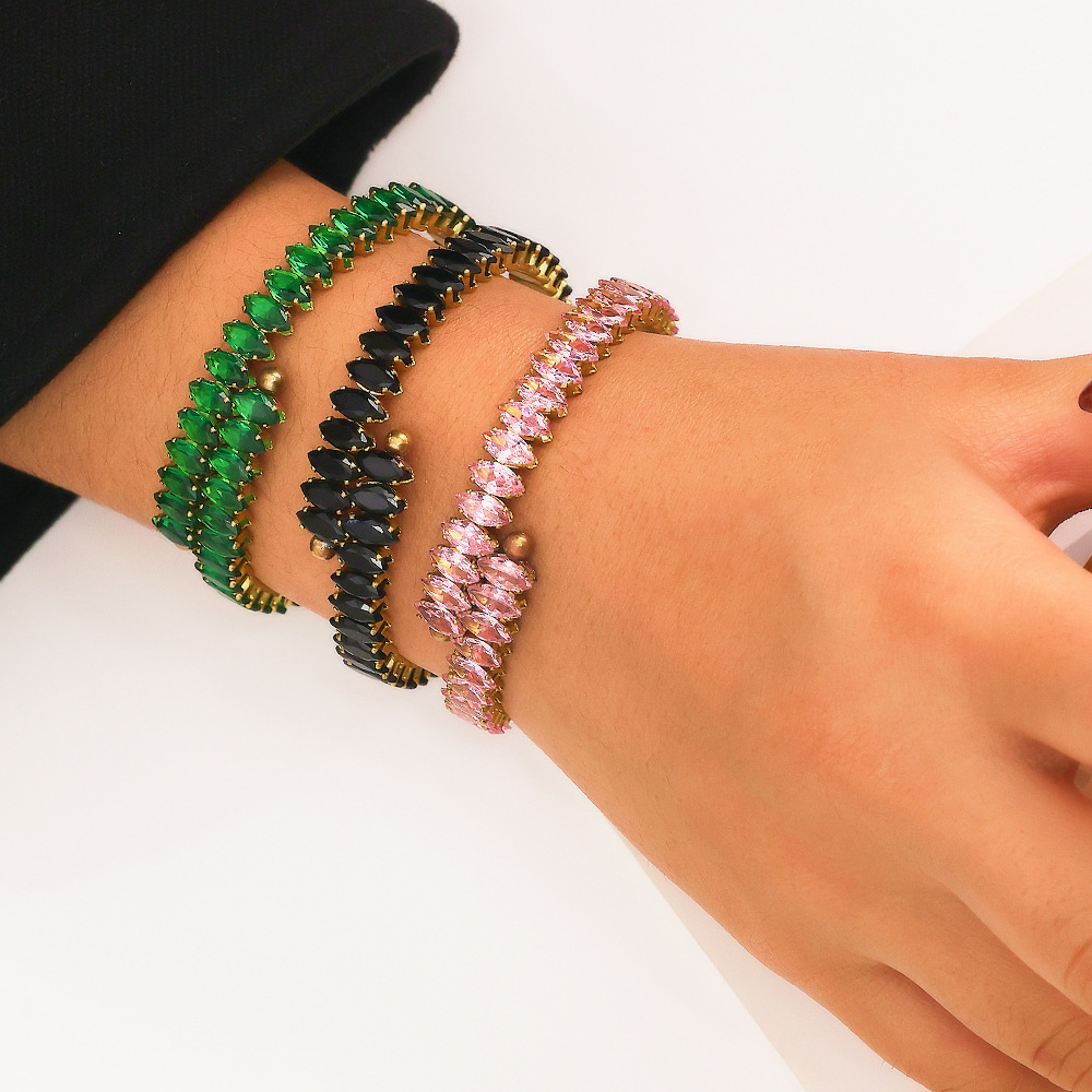 Multicolor Titanium Steel Claw Inlaid Diamond Women's Bracelet Zircon Steel Women's Accessories