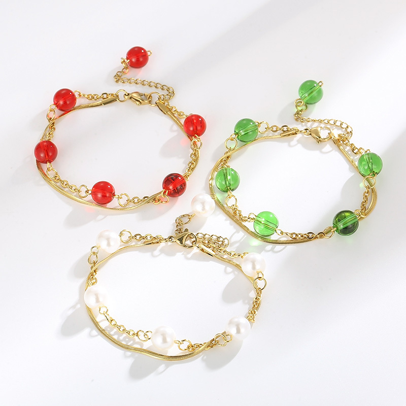 304 Stainless Steel Shell PVD Coated 18K Real Gold Plated Classic Style Waterproof Non Tarnish Patchwork Bracelets