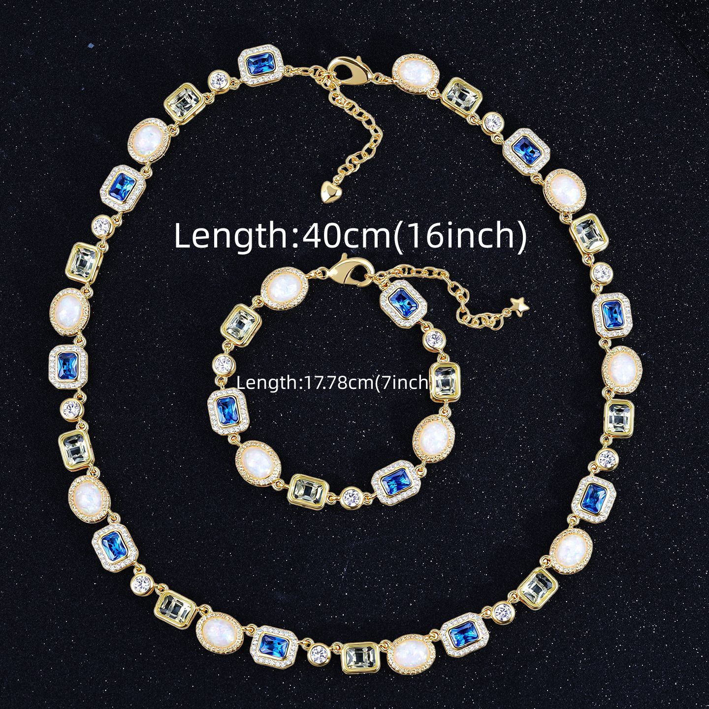 Colorful Gemstone Necklace Women's Fashion Jewelry Zircon Accessory Hip Hop Style Pendant Clavicle Chain Luxury Sensation