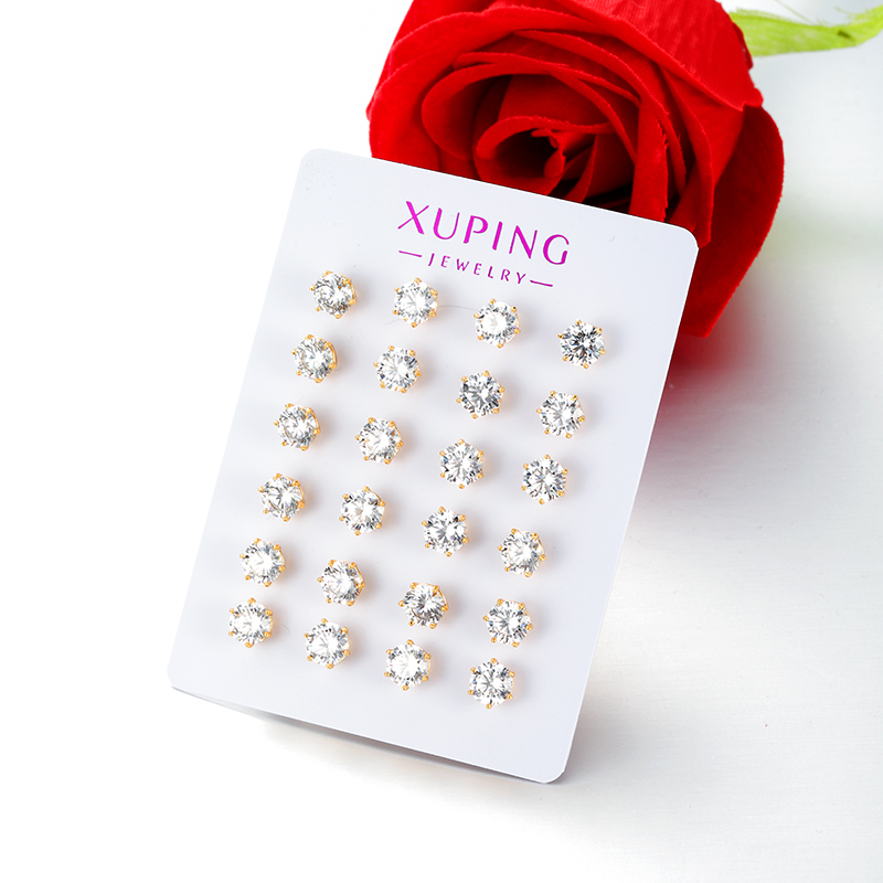 Classic Six-Claw Single Zircon 18K Gold Plated Earrings Elegant Geometric Pattern Daily Wear For Women Copper Post Earrings