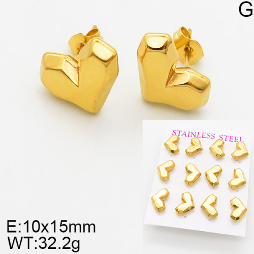 INS New  Fashion Titanium Steel Love Heart Stud Earrings Women's 18K Gold Stainless Steel Love Element Earrings Earrings Niche Design High Earrings