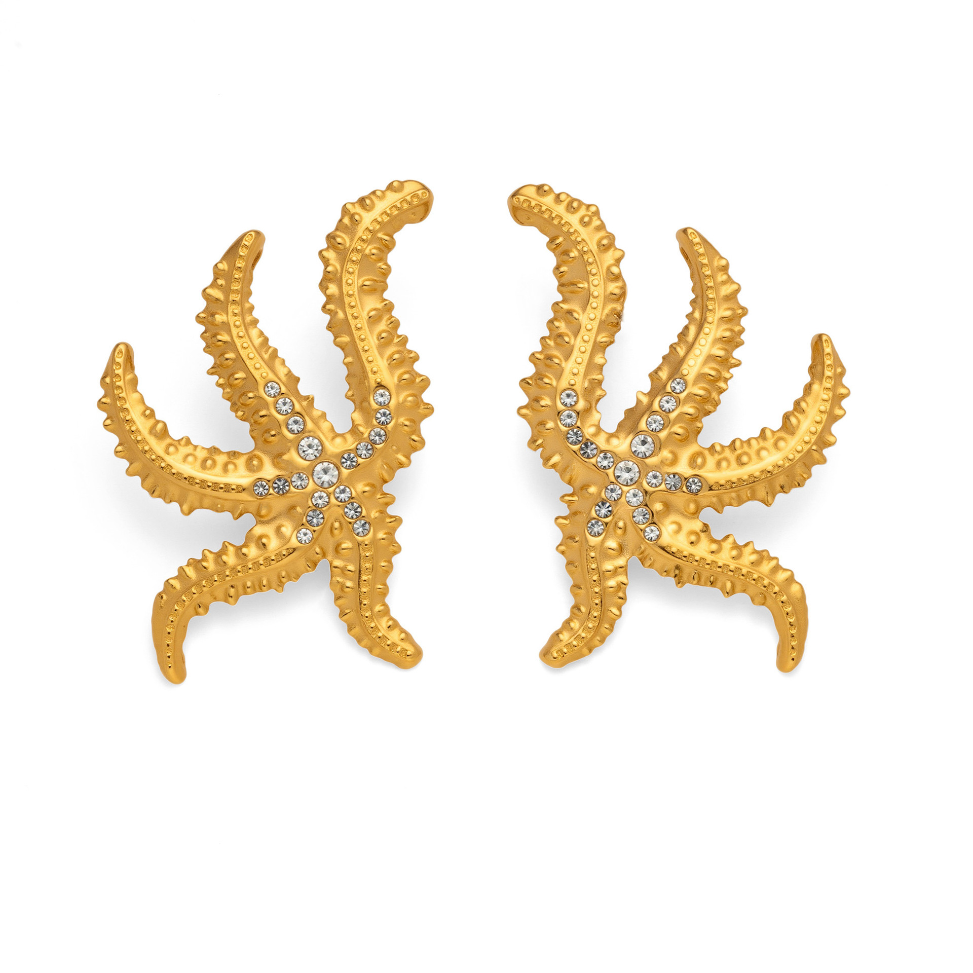 Tropical Starfish Zircon Titanium Plated Steel Earrings Simple Geometric Pattern Elegant Women's Fashion Jewelry Accessories