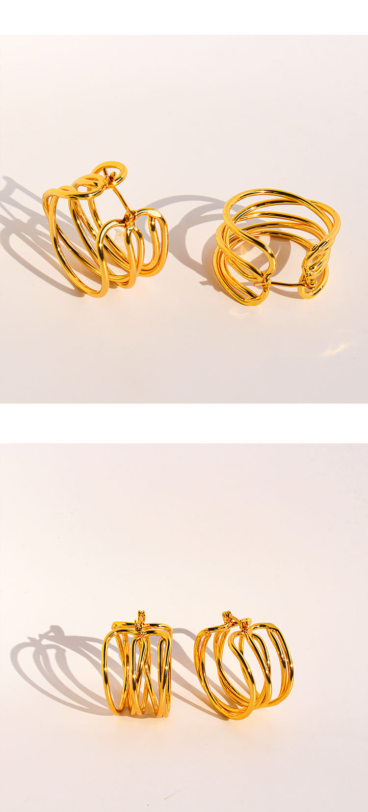 New Dongdaemun Fashionable Multi-Circle Line Round Hoop Earrings For Women Fashion Hollow Geometric Earrings Accessories 1109 Nordic Style