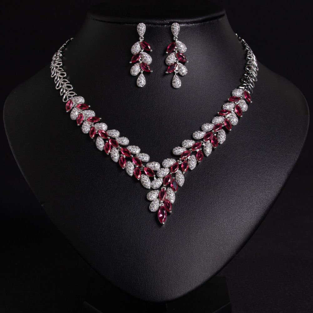 Fashionable  Full Diamond Super Shiny Clavicle Chain Earrings Set For Wedding Banquet Dinner Party Accessories