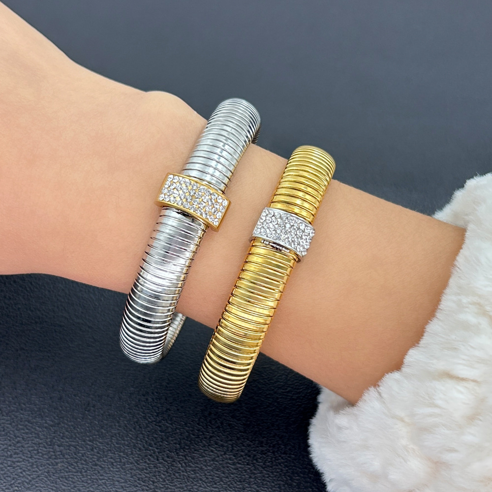 18K Gold 304 Stainless Steel PVD Coated Zircon Geometric Waterproof Non Tarnish Simple Style Cable Chain Bracelets Earrings Necklace For Women's