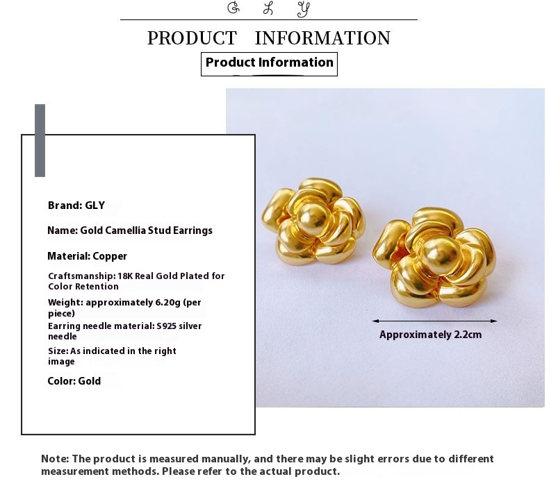 Fashionable Tea Rose Earrings Women's S925 Silver Needle Half-Matte Silver Color Floral Patterned Jewelry Accessories