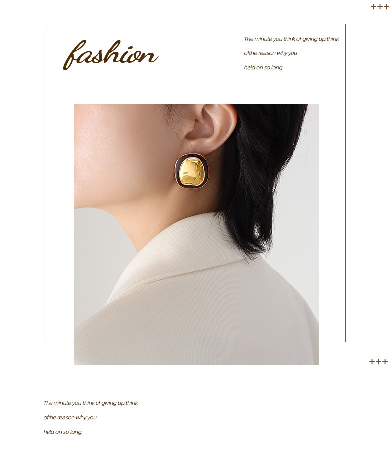 PVD Coated Real Gold Plated 18K Gold Irregular 304 Stainless Steel Retro Waterproof Non Tarnish Ear Studs