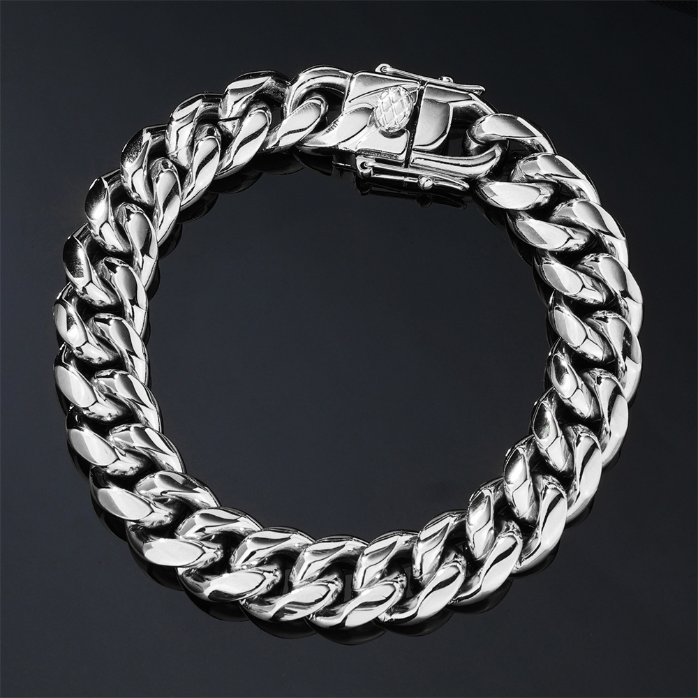 Fashionable Stainless Steel Men's Necklace Encrypted Dragon Head Buckle Bracelet Versatile Matching Accessories Geometric Pattern