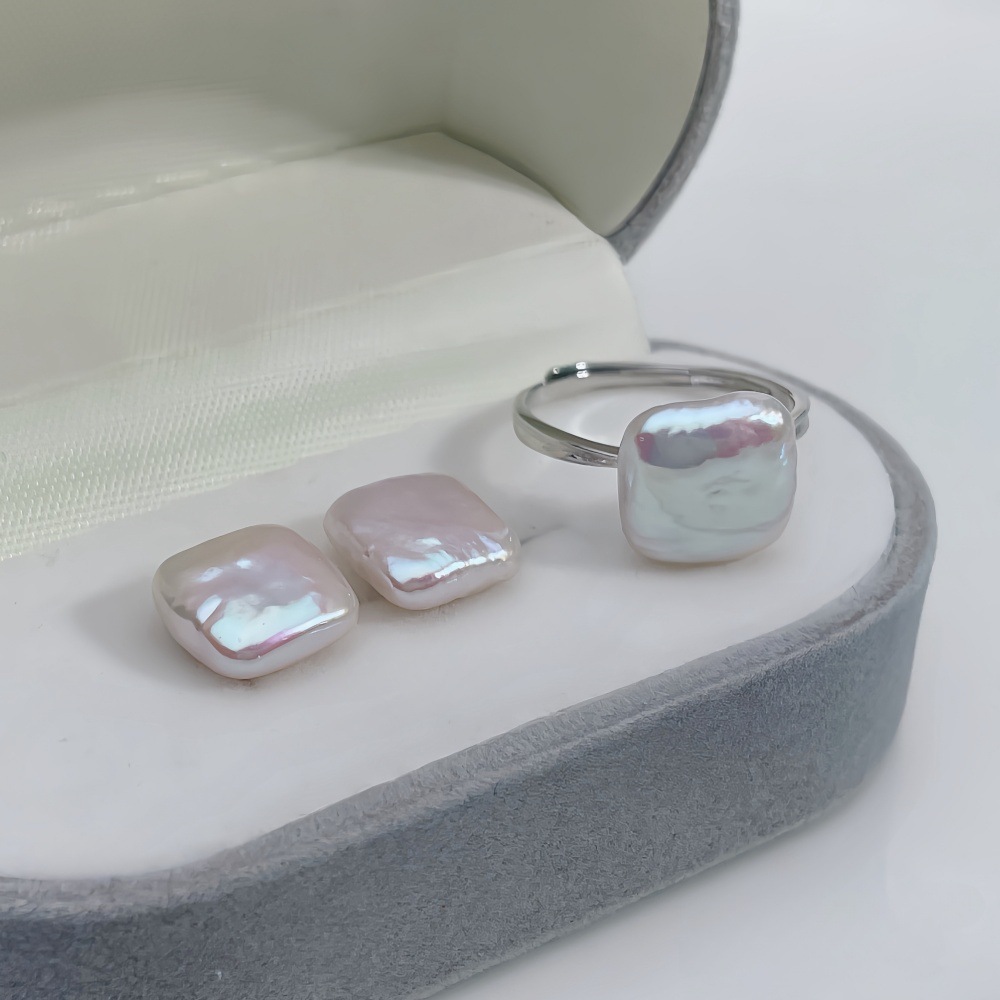 Retro Silver Needle Earrings And Open Ring Jewelry Set 925 Sterling Silver Through Body Commute Accessories For Women