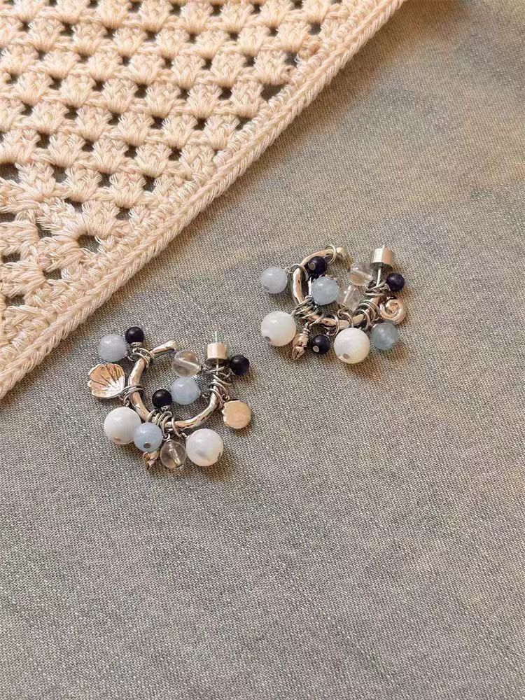 Natural Stone Shell Tassel Earrings Vacation Series Luxury Design Sensation Beads Dangle Earrings Versatile Fashion Accessories