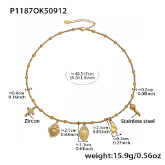 P1187- Gold DIY Pendant Necklace 40+5cm