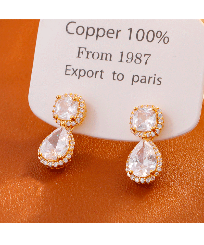 Slimming Short Stylish Women's Earrings Super Shiny Elegant Fashionable Jewelry Accessories Geometric Pattern Copper Material