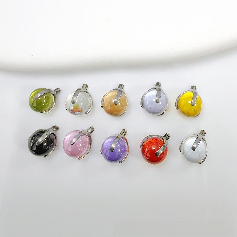 F136 Titanium Three Claw Embryo Ball Zirconia Round Bead Tongue And Lip Studs Piercing Accessories Earrings Titanium Alloy