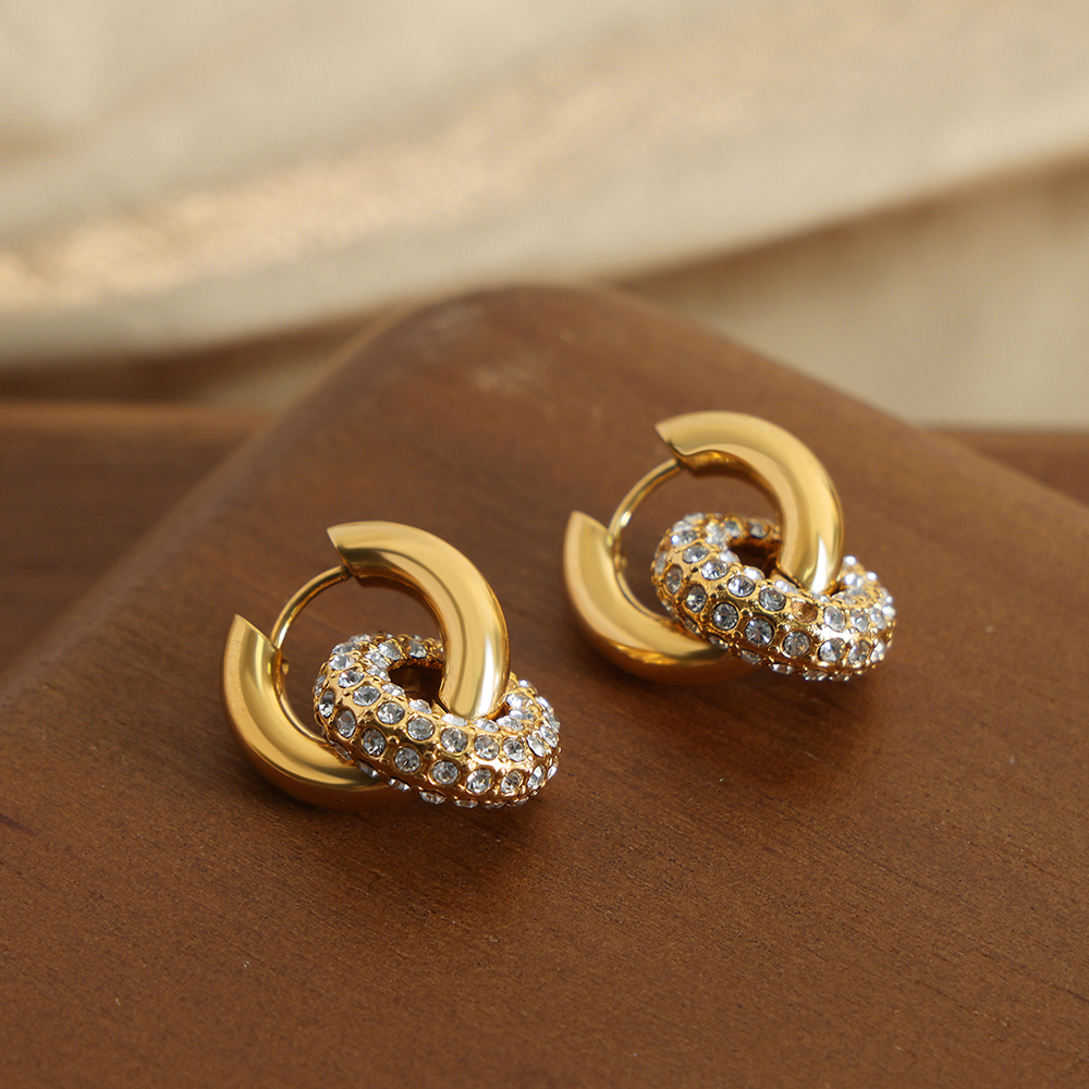 PVD Coated Real Gold Plated 18K Gold Circle Titanium Steel Casual Simple Style Waterproof Non Tarnish Hoop Earrings