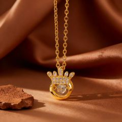 X0874 [Copper Pendant] Smart Crown - Necklace - Gold