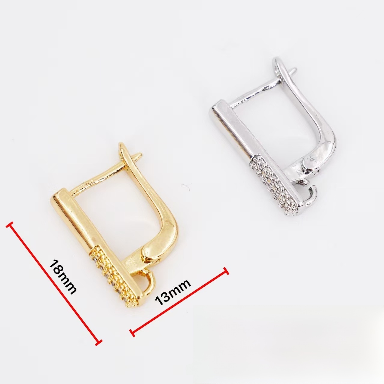 Platinum Plated Pearl Earrings Micro Inlaid Zircon Trendy DIY Jewelry Accessories U-Shaped Geometric