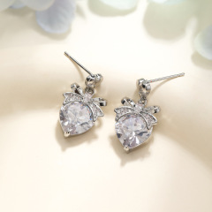 Heart Silver Earrings [Real Gold Plating]