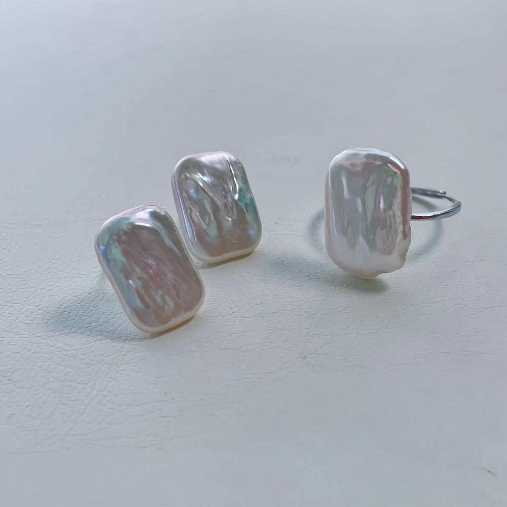 Baroque Pearl Earring Set 925 Sterling Silver Elegant Women's Jewelry Accessories Versatile Summer Fashionable Dangle Studs