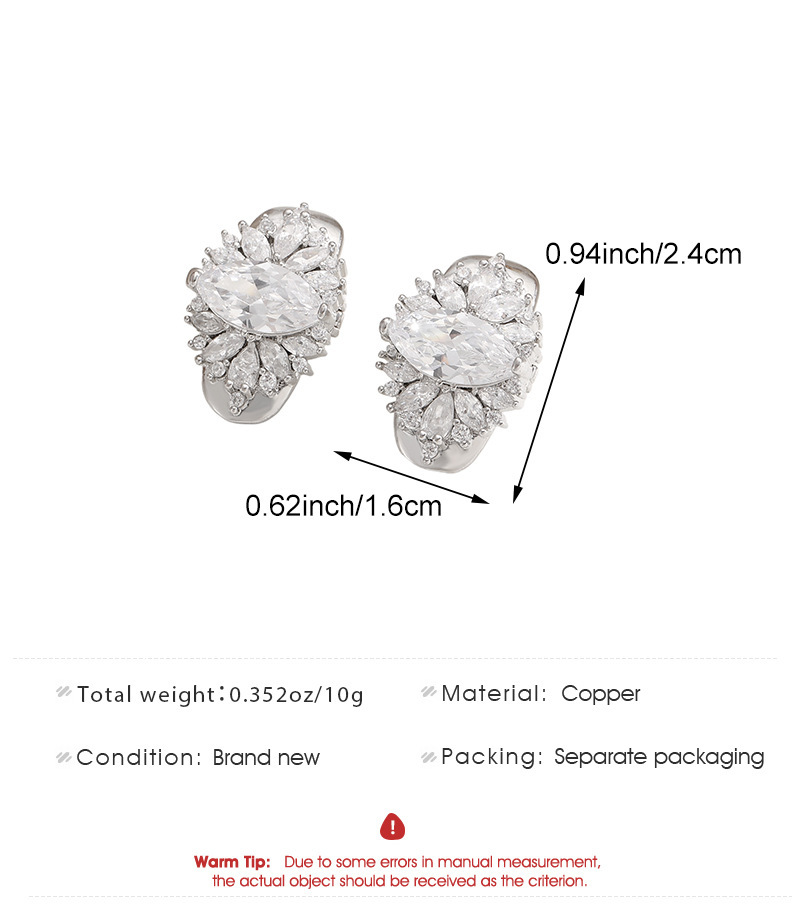 Shiny Copper Inlaid Zircon Ice Flower Earphone Clip Elegant Ear Clip Earphone Accessories