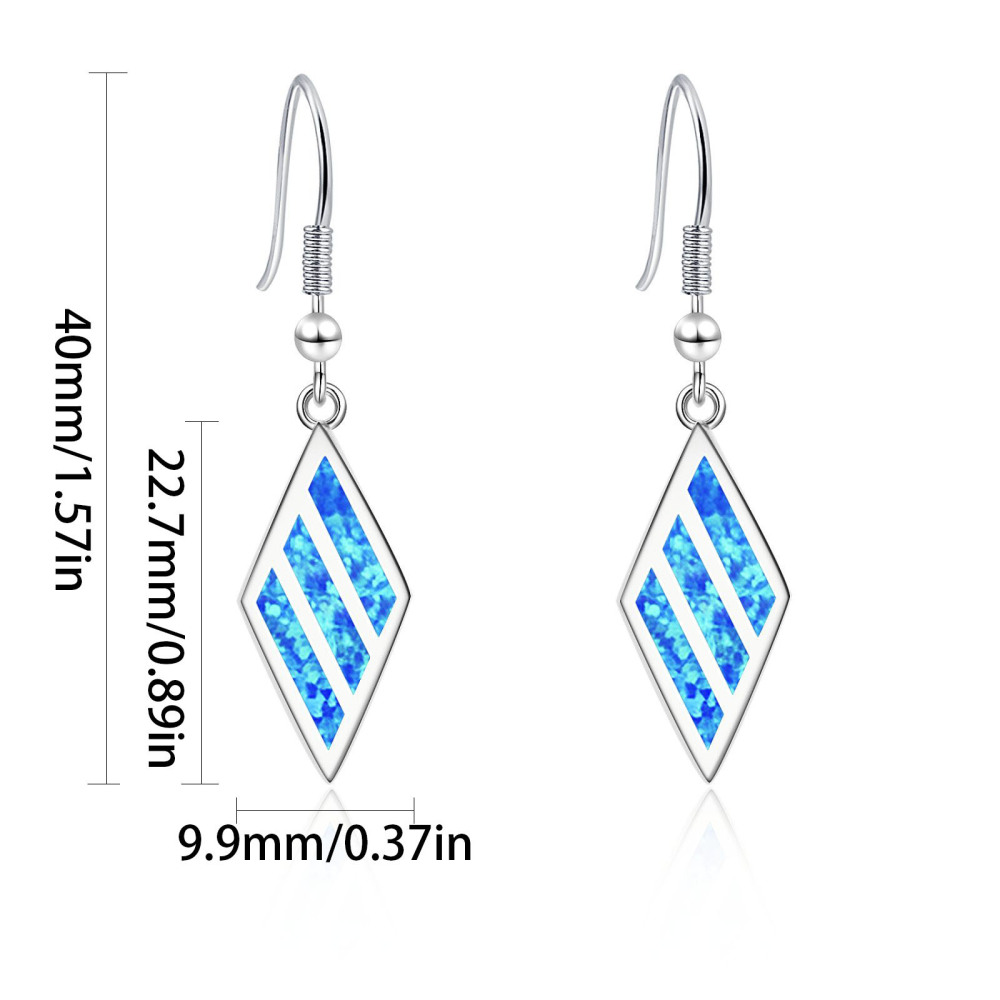Delightful Diamond Shape Opal Earrings For Girls Cute Simple Style Copper Jewelry Accessories Tiktok Hot Sale