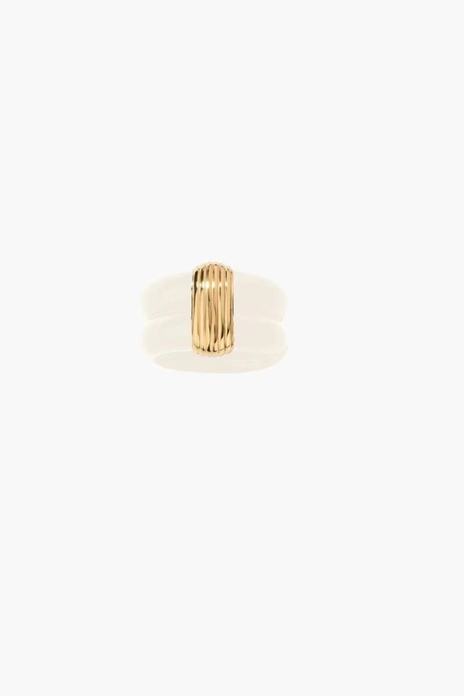 French Fashion Enamel Drip Glaze Ring Wide Version Golden Plated Black Striped Elegant Copper Finger Ring Jewelry Accessories