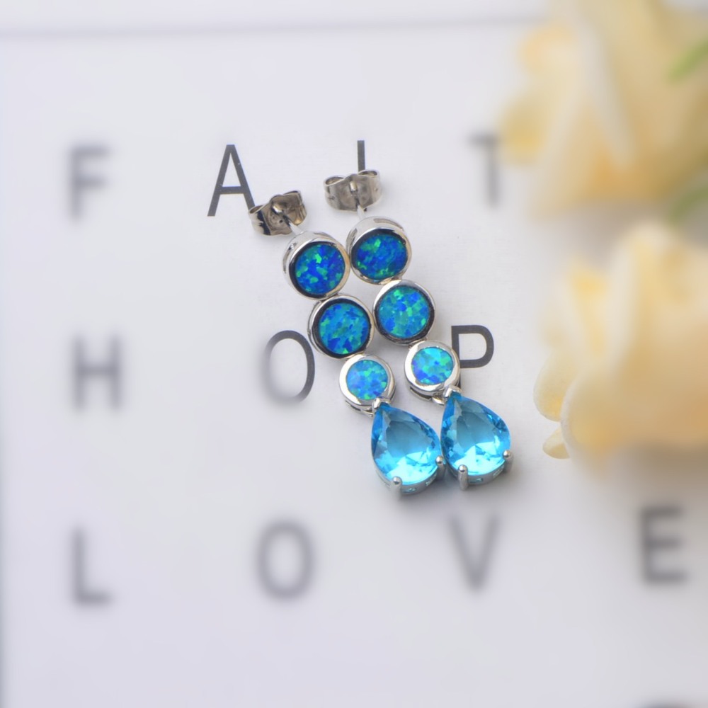 Opal Waterdrop Shaped Earrings Simple  Style Jewelry Accessories Copper Material Holiday Style Craft