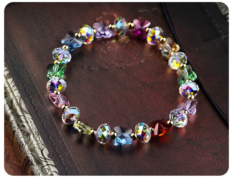 Austrian Crystal Butterfly Bracelet Seven Colors Optional Hand Chain Women's Fashion Jewelry Countryside Style Bead Bracelet