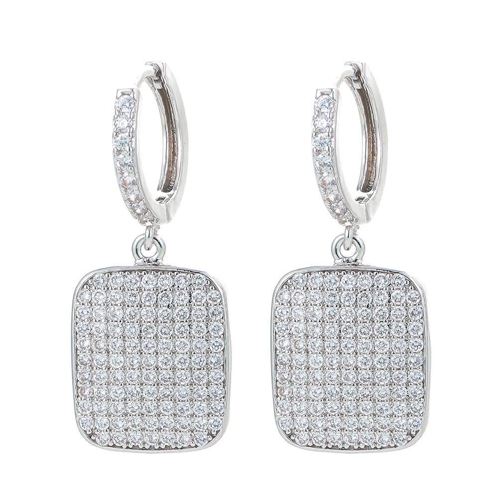 Fashion Geometric Plating Copper Charm Sleeper Hoop Earrings Earrings