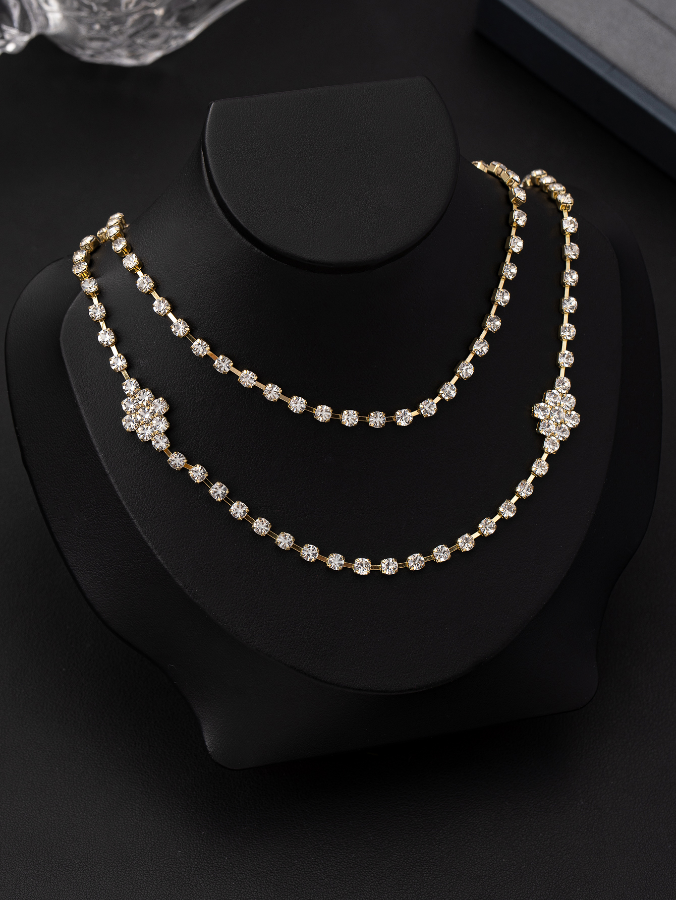 14K Gold Plated 316 Stainless Steel  Rack Plated Rhinestones Chain Streetwear Long Necklace For Women's