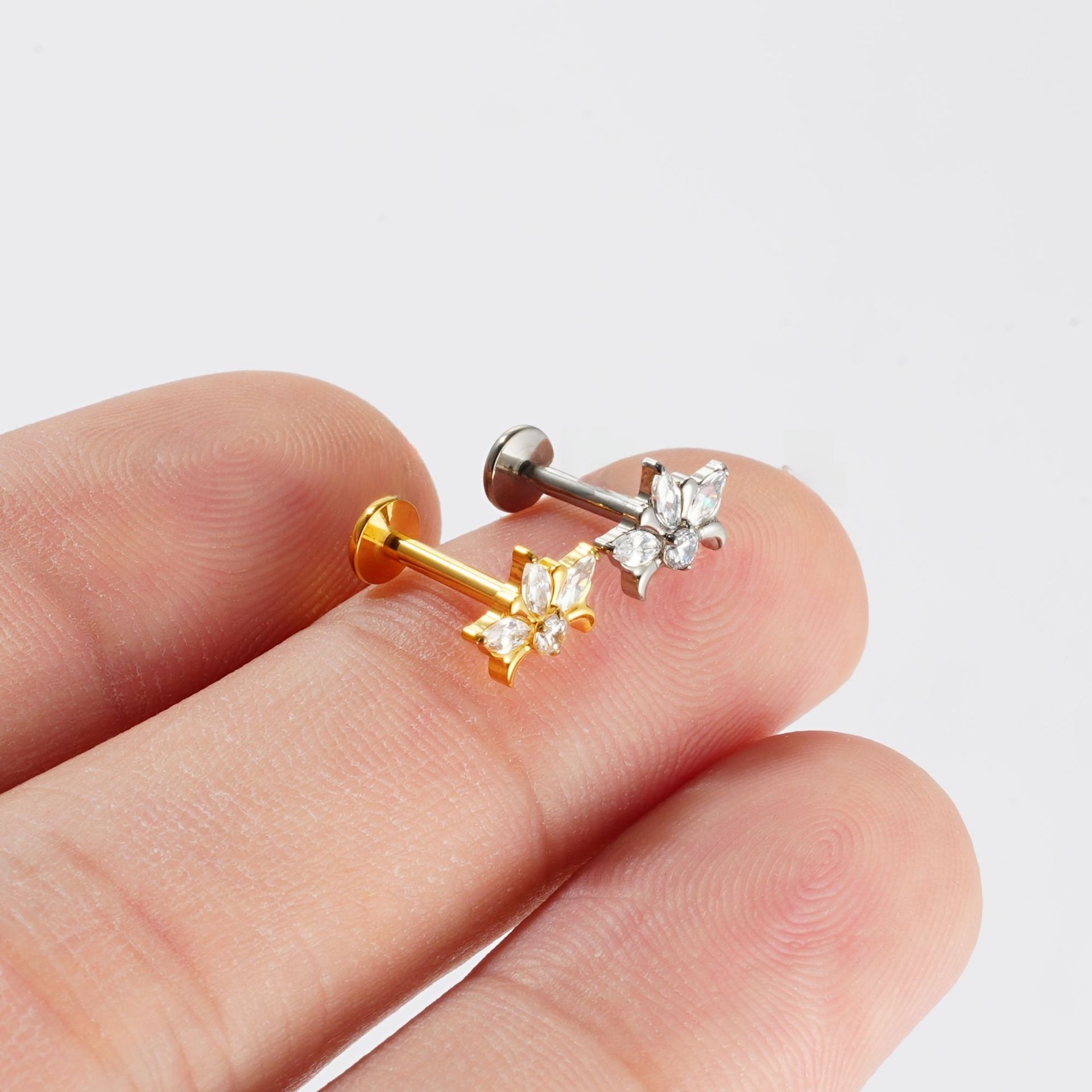 Titanium Alloy Crown Flower Earrings For Women Body Piercing Lip Tongue Jewelry Simple Geometric Pattern Wedding Birthday