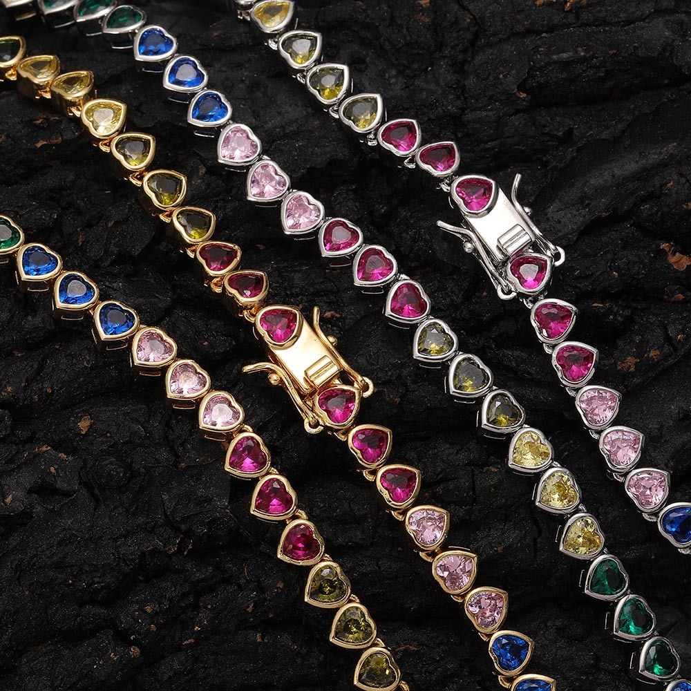 Wholesale Jewelry Vintage Style Classic Style Heart Shape Copper Zircon Bracelets Necklace