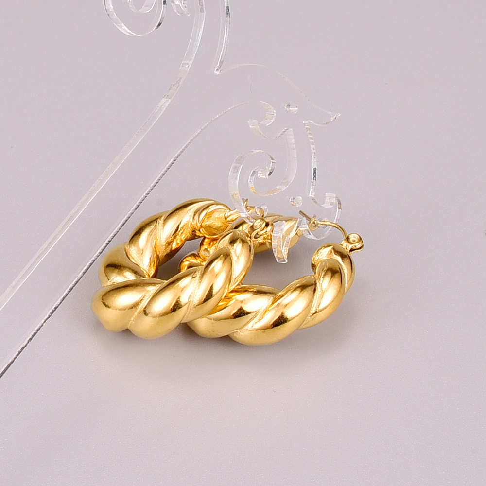 PVD Coated Real Gold Plated 18K Gold Heart 304 Stainless Steel Titanium Steel Fashion Waterproof Non Tarnish Earrings