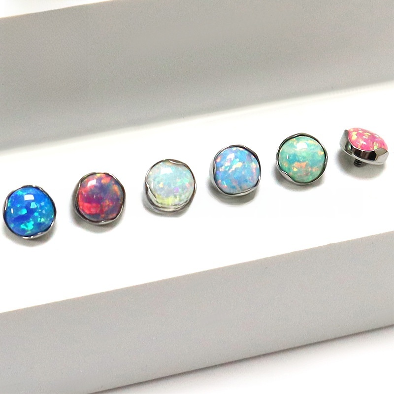 Titanium Lip Studs Wave Edge Opal Belly Button Rings Ear Bone Studs G23 Titanium Alloy Piercing Jewelry Accessories