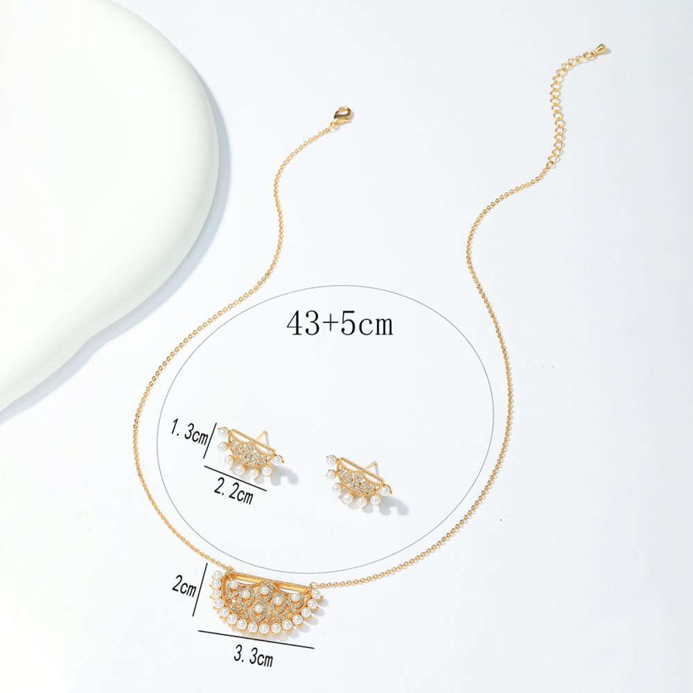 2-Piece Copper Inlaid Zircon Ramadan Festival Middle Eastern Hollow Pattern Ethnic Style Elegant Exquisite Women's Earrings Pendant Suitable For Holiday Party Banquet Jewelry Accessories