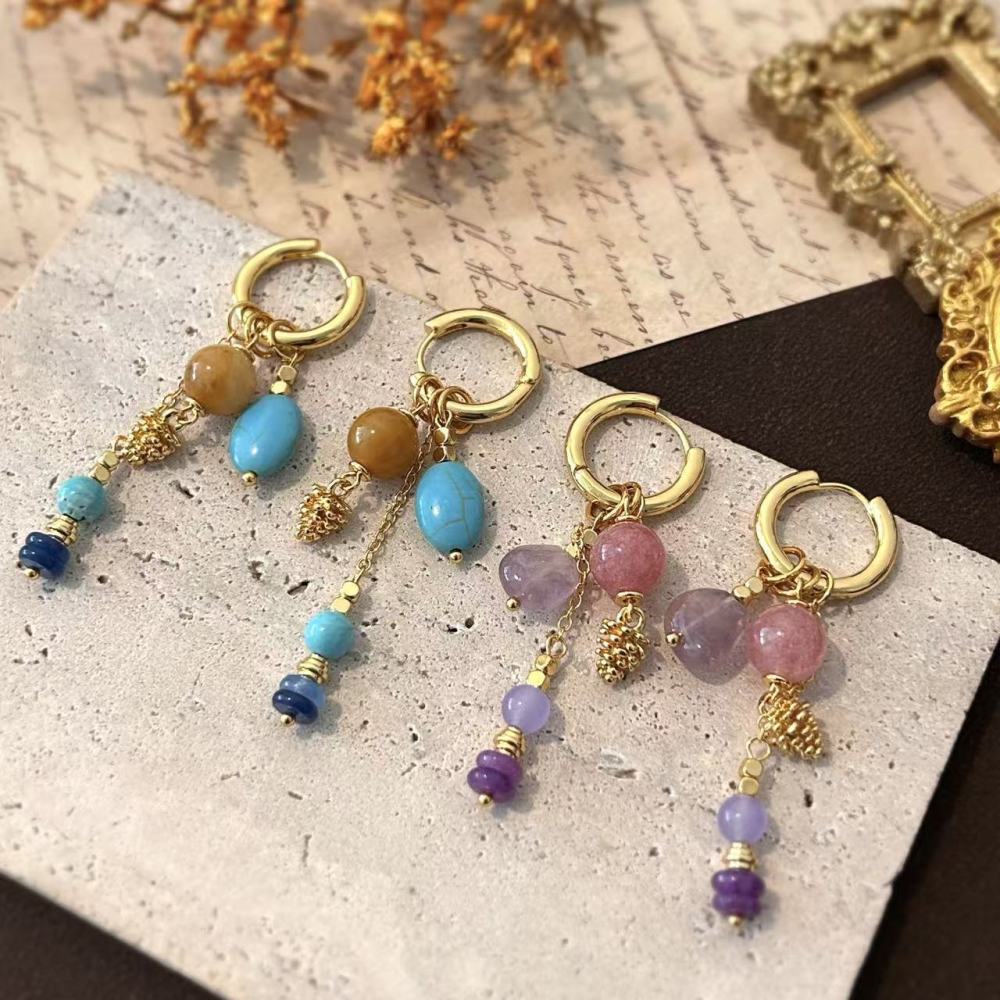 Vintage Pendant Earrings Vacation Travel Accessories Geometric Gold Plated