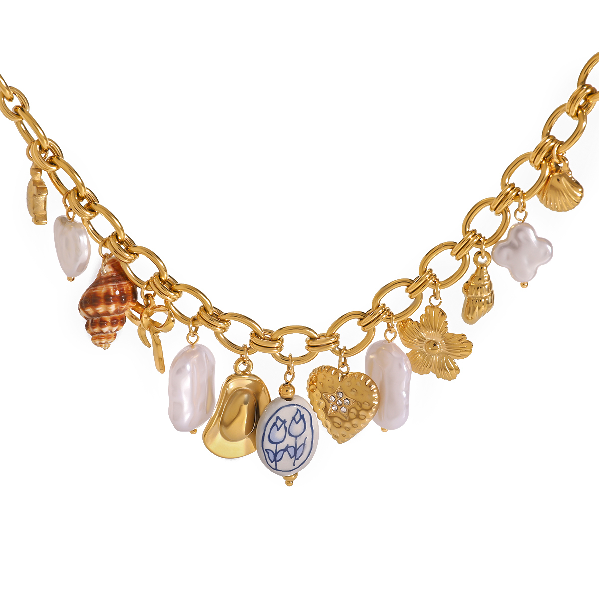 304 Stainless Steel Geometric PVD Coated 18K Real Gold Plated Simple Style Classic Style Necklace