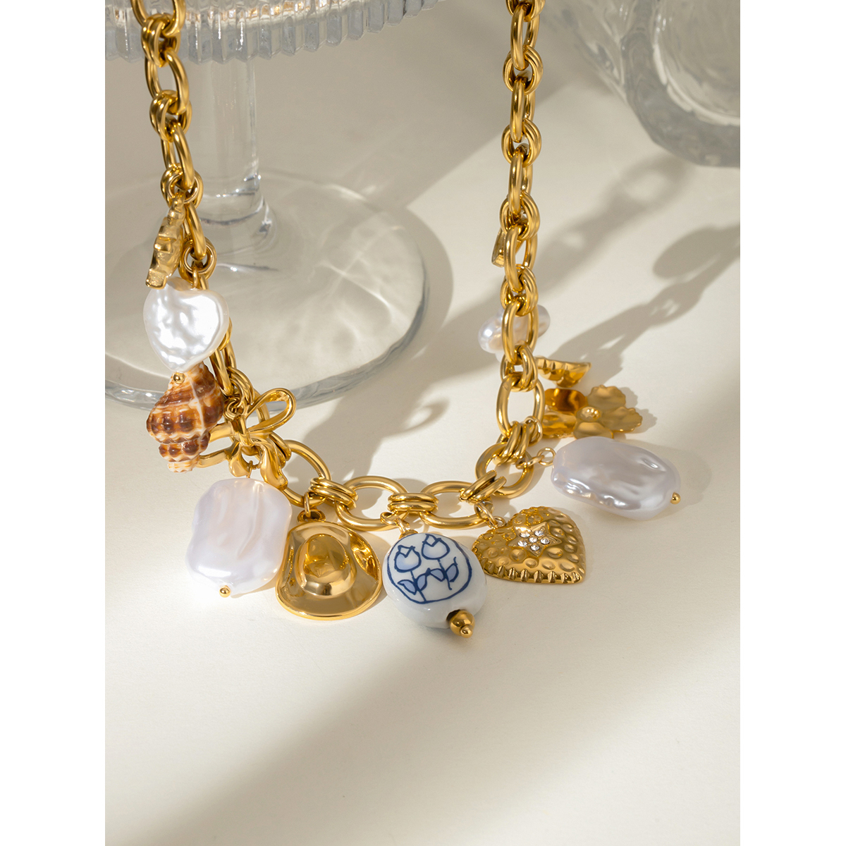 304 Stainless Steel Geometric PVD Coated 18K Real Gold Plated Simple Style Classic Style Necklace