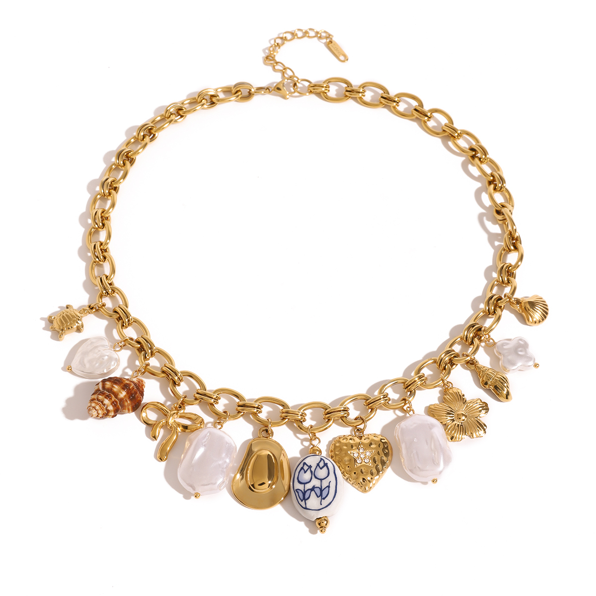 304 Stainless Steel Geometric PVD Coated 18K Real Gold Plated Simple Style Classic Style Necklace