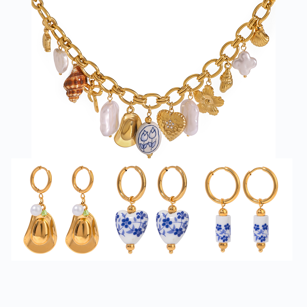 304 Stainless Steel Geometric PVD Coated 18K Real Gold Plated Simple Style Classic Style Necklace