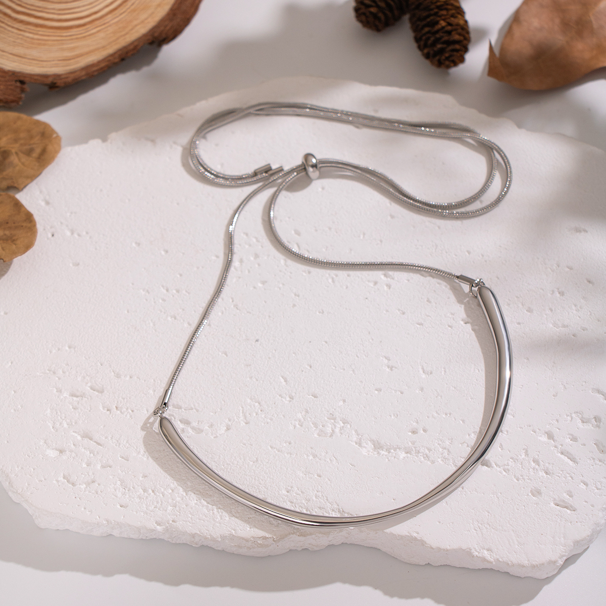 Geometric Ring Necklace Polished Handmade Simple Elegant Luxury Feelings Accessories Jewelry Stainless Steel Gold Plated