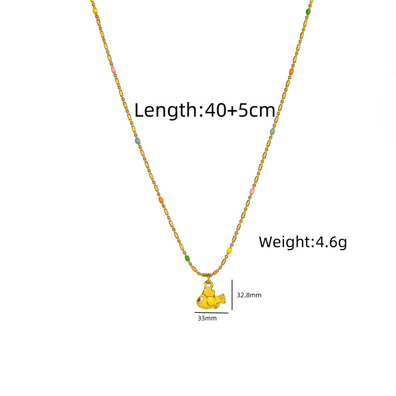 304 Stainless Steel Fish Pendant Necklace Cute Fat Fish Design Elegant Fashion Accessories Ladies European American Style Jewelry