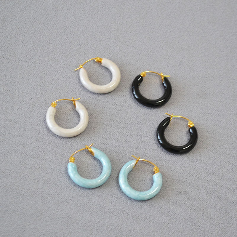 Retro Colorful Handmade Enamel Circle Earrings Women's Fashion Elegant Simple Pearl Glossy Round Shape Jewelry Accessories