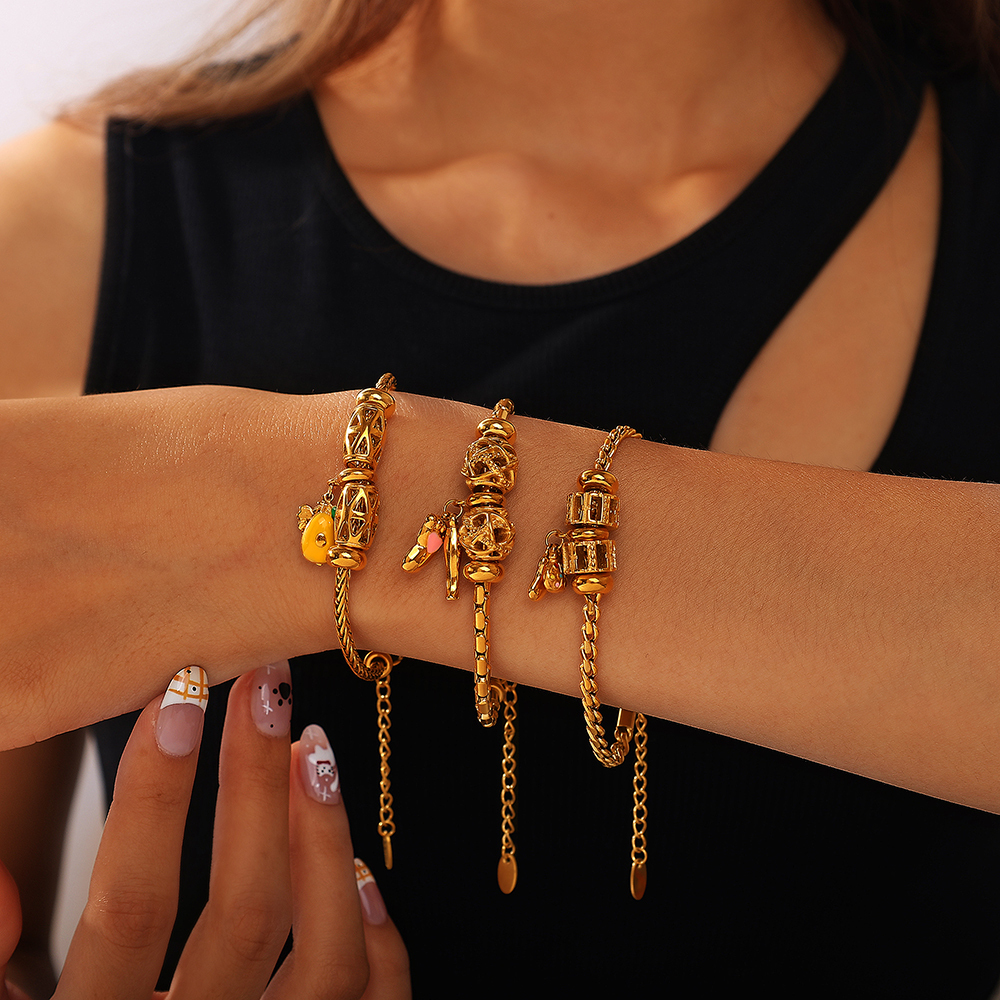 Amazon Cross-Border Fashion INS Style DIY Various Pendant Bracelet Non-Fading 18K Gold Plated Light Luxury Bracelet Jewelry