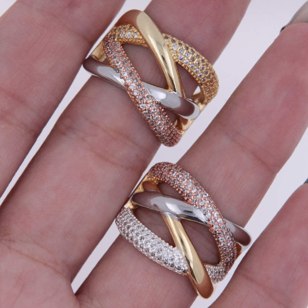 1 PCs Fashion New Copper Plating 18K Gold Inlaid Cubic Zirconia Line Form Open Ring Golden/Silver/White Gold/Rose Golden & Three Colors Four Color Ring Suitable For Men Women Wearing Suitable For Daily/Dating/Travel Wearing Gift