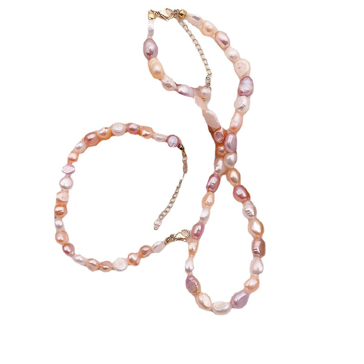 Retro Irregular Baroque Pearl Necklace Natural Freshwater Pearl Women's New Fashion Pearl Clavicle Chain Geometric Pattern