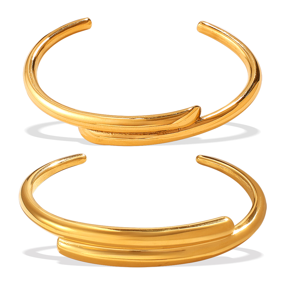 Fashionable Spliced Open Hand Bracelet Stainless Steel Plated 18K Gold Versatile High-End Design Small Niche Design Jewelry