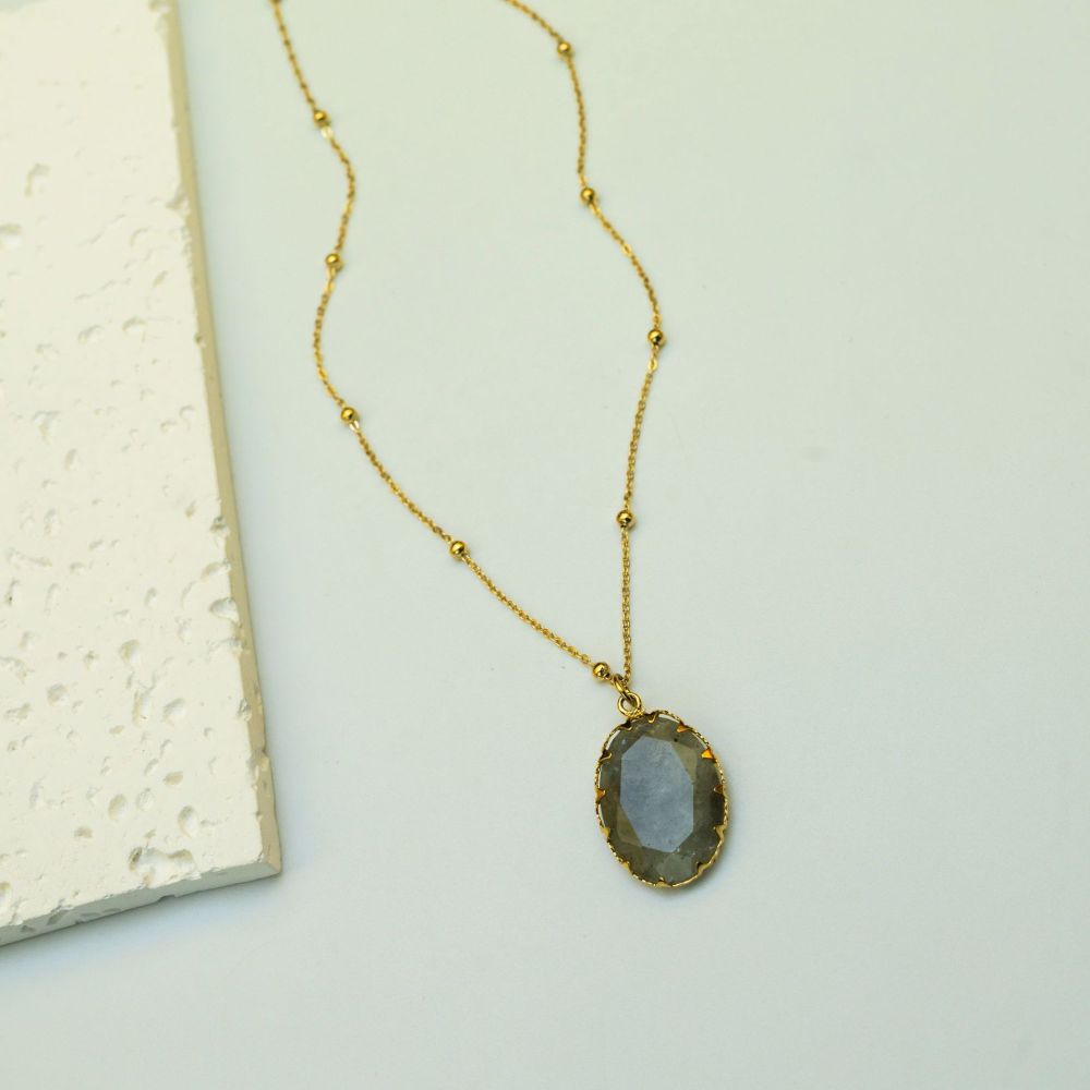 Luxury Handmade Natural Stone Gold Plated Stainless Steel 14K Necklace Ladies Casual Elegant Ins Style Jewelry Accessories