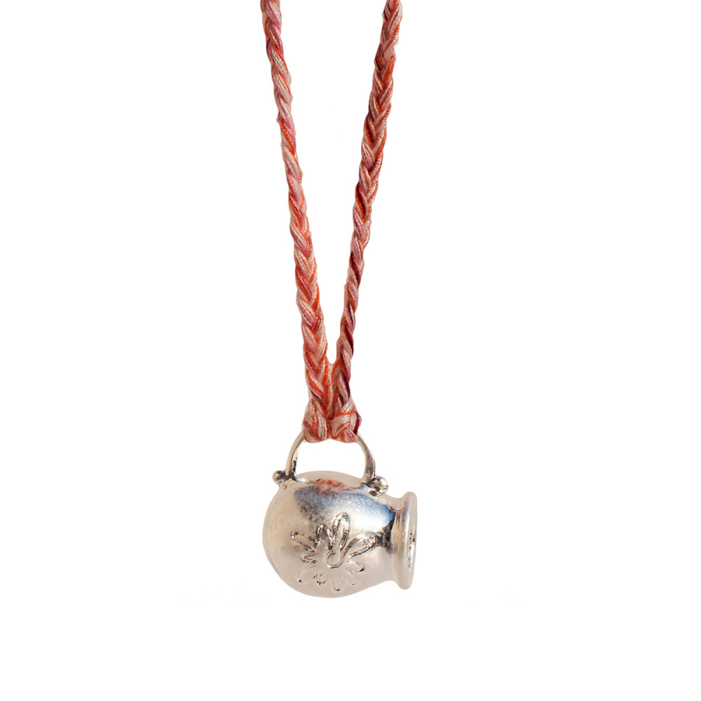 Long Handmade Woven Necklace Summer Vacation Accessories Milk Canister Flower Pink Thread Geometric Pattern Design Women's Jewelry