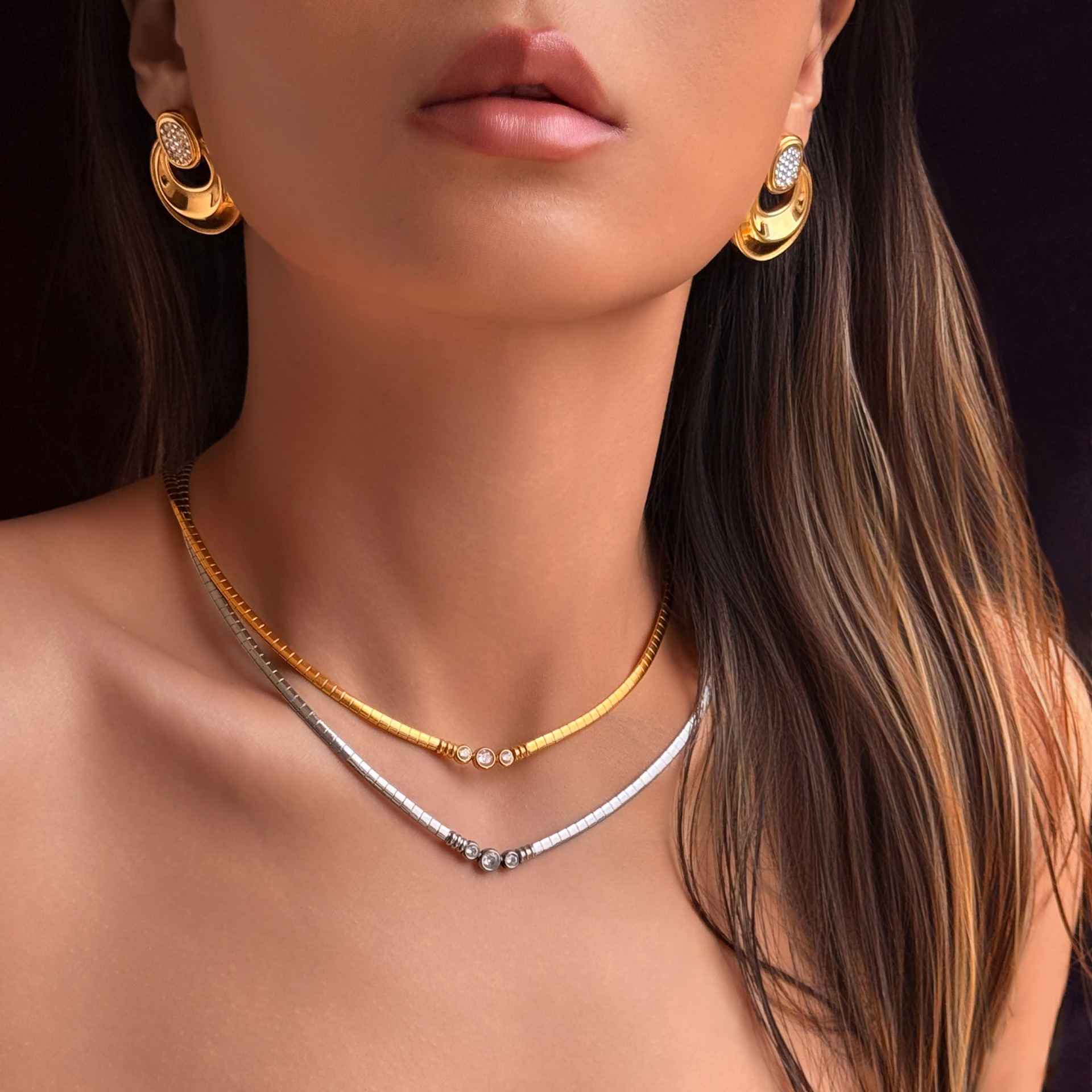 Elegant Titanium Steel Necklace Set With Electroplating Processed In  Style For Women Geometric Pattern Vintage Court Theme